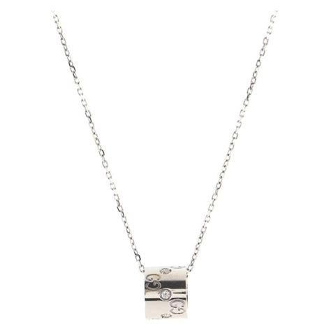 GUCCI 18K White Gold Icon Twirl Pendant Necklace